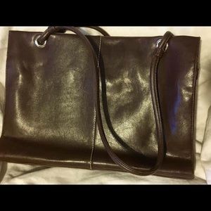 Brown leather tote